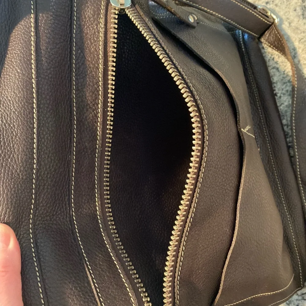 Roots Brown Leather hand Bag or crossbody bag